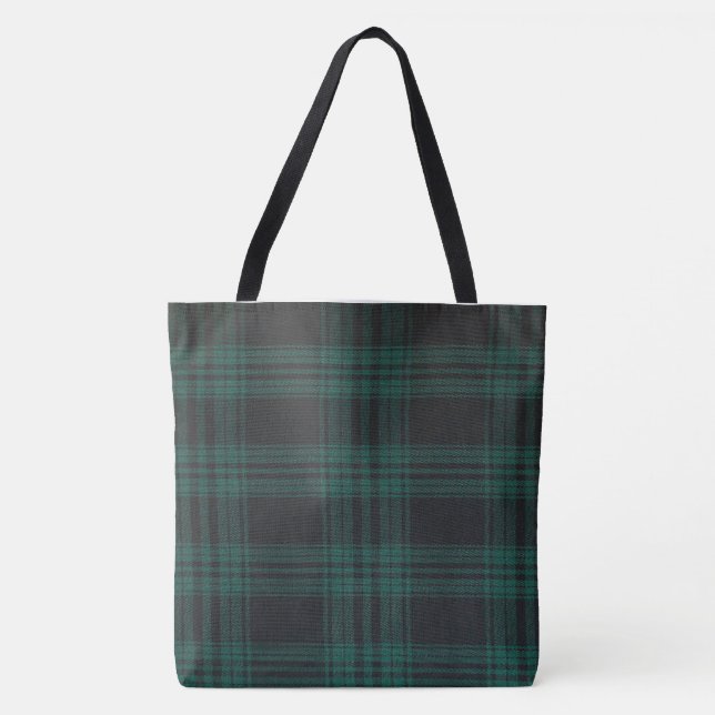 Black watch tartan legging shorts, yoga pants, gym tote bag (Front)