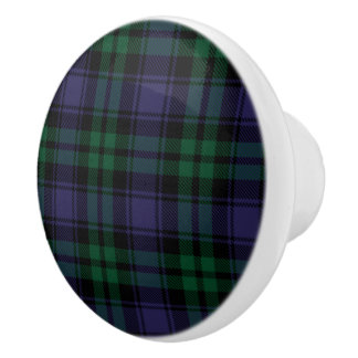 Black Watch Tartan, Plaid Ceramic Knob