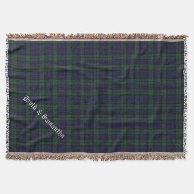 Black Watch Tartan Plaid Custom Throw Blanket (Front)