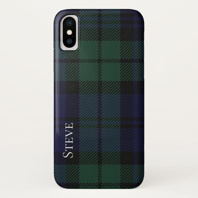 Black Watch Tartan Plaid iPhone X Case (Back)