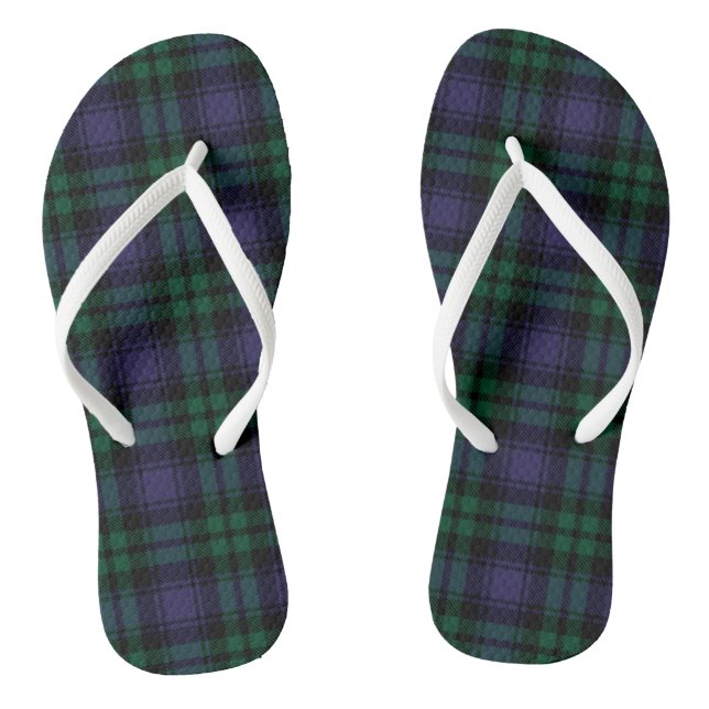 Black Watch Tartan, Plaid Jandals (Footbed)