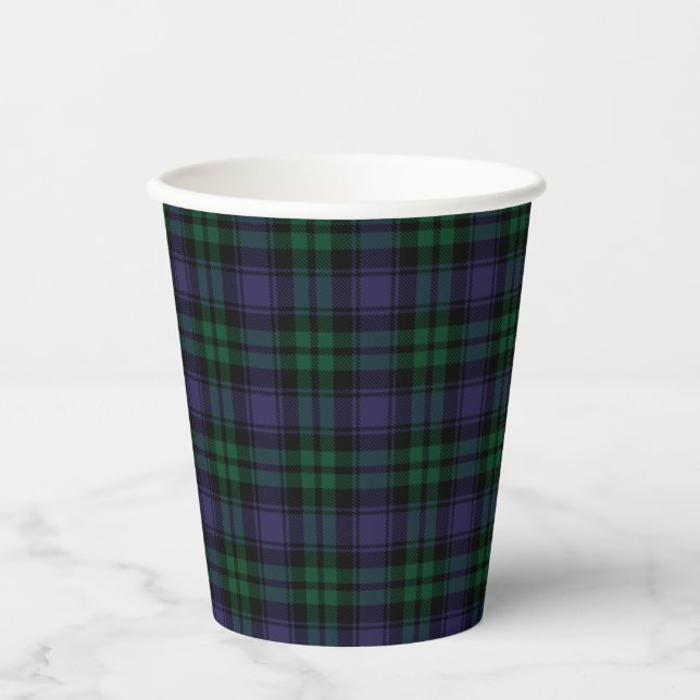 Black Watch Tartan, Plaid Paper Cups (Front)