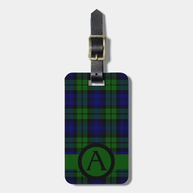 Black Watch Tartan Plaid Personalize Luggage Tag (Front Vertical)