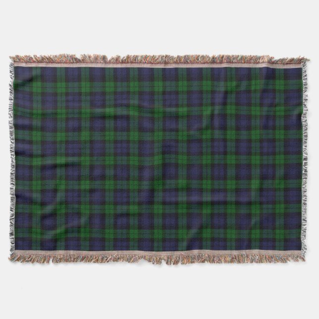 Black Watch Tartan Plaid Scottish Plaid Pattern Throw Blanket (Front)