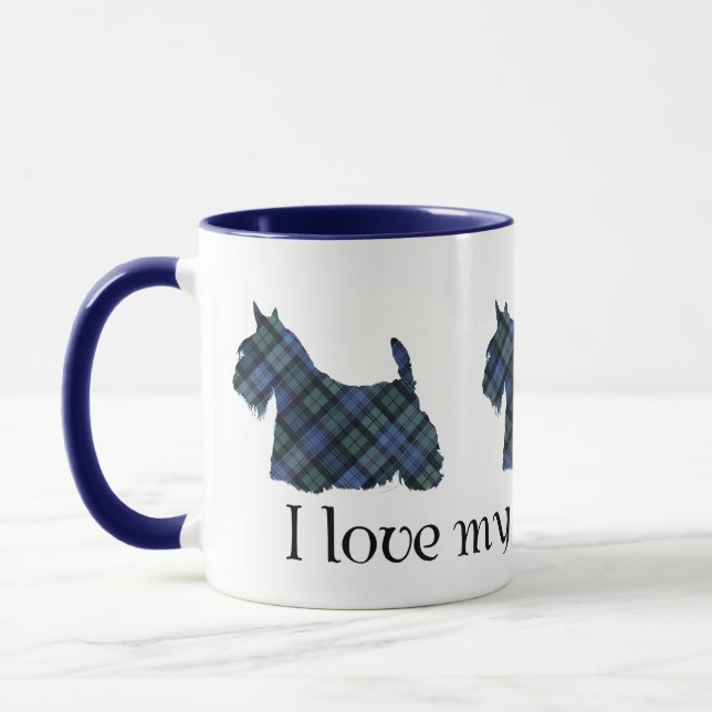 Black Watch Tartan Scottish Terrier Mug (Left)