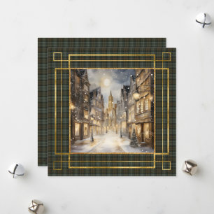 Black Watch Weathered Scottish Tartan Christmas  Holiday Card