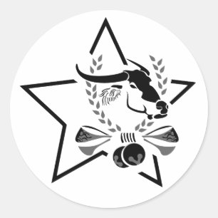 Black Water Buffalo Carabao in a Black Star Classic Round Sticker