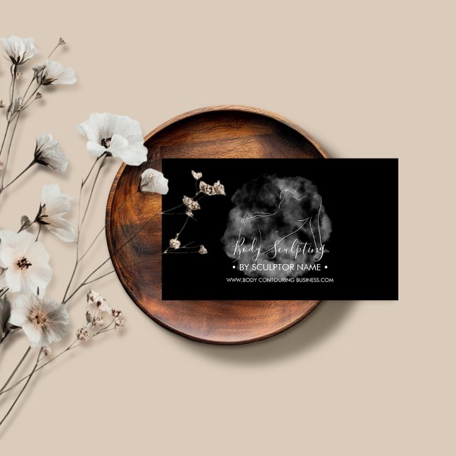 Black watercolor Body sculpting contouring spa Business Card (Creator Uploaded)