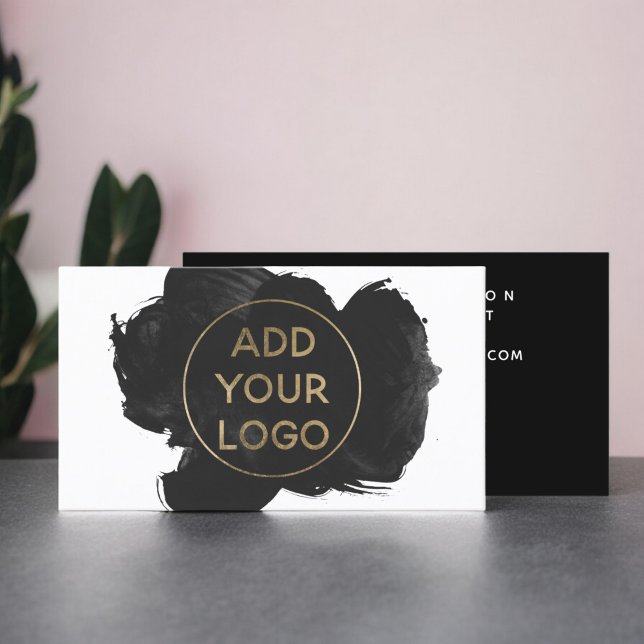 Black watercolor brushstroke upload your logo business card (Black watercolor brushstroke upload your logo business card)