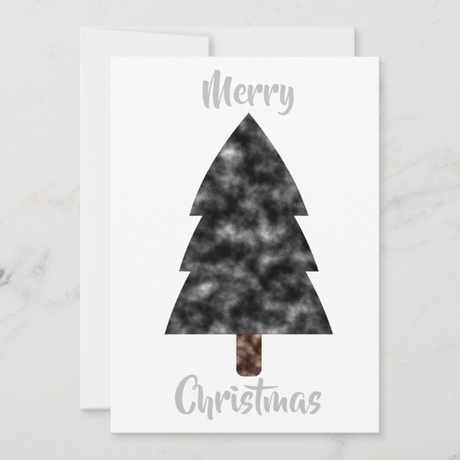 Black Watercolor Christmas Tree Card (Front)
