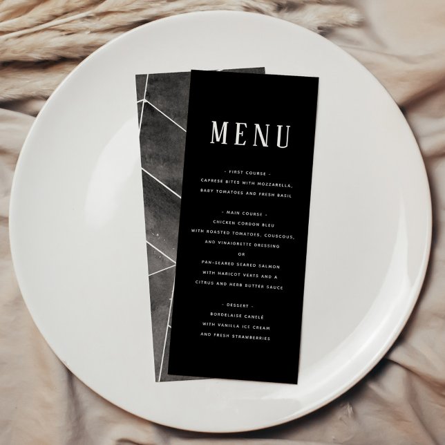 Black Watercolor Geometric Gala Menu (Black Watercolor Geometric Gala Menu)