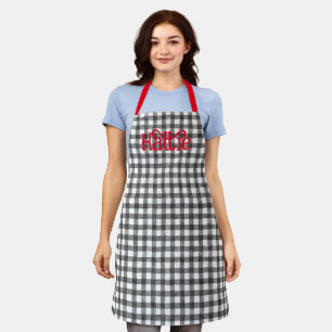 Black Watercolor Gingham Personalised Apron