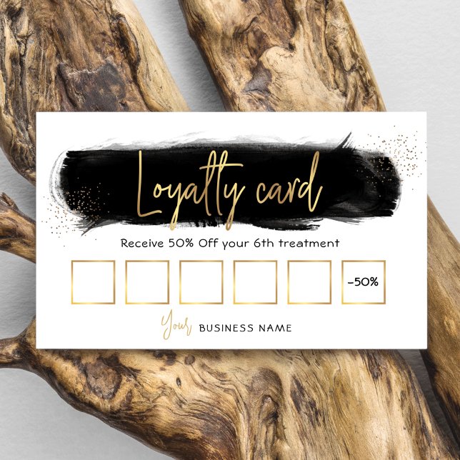 Black Watercolor Gold Glitter Beauty Loyalty Card (Creator Uploaded)