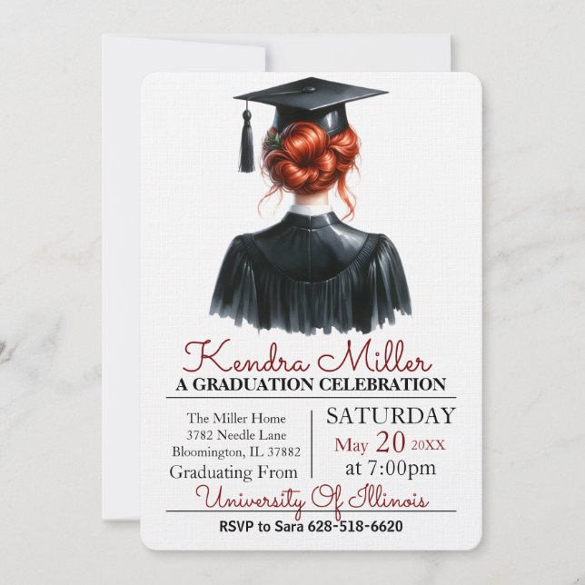  Black Watercolor Graduation Invitation (Front)