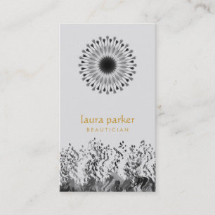 Black Watercolor Lotus Flower Logo Healing  Yoga Business Card