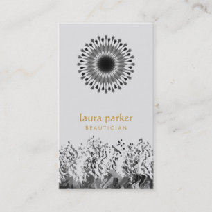 Black Watercolor Lotus Flower Logo Healing  Yoga Business Card