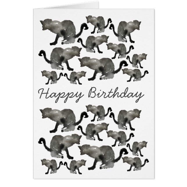 Black watercolor monochrome cat (Front)