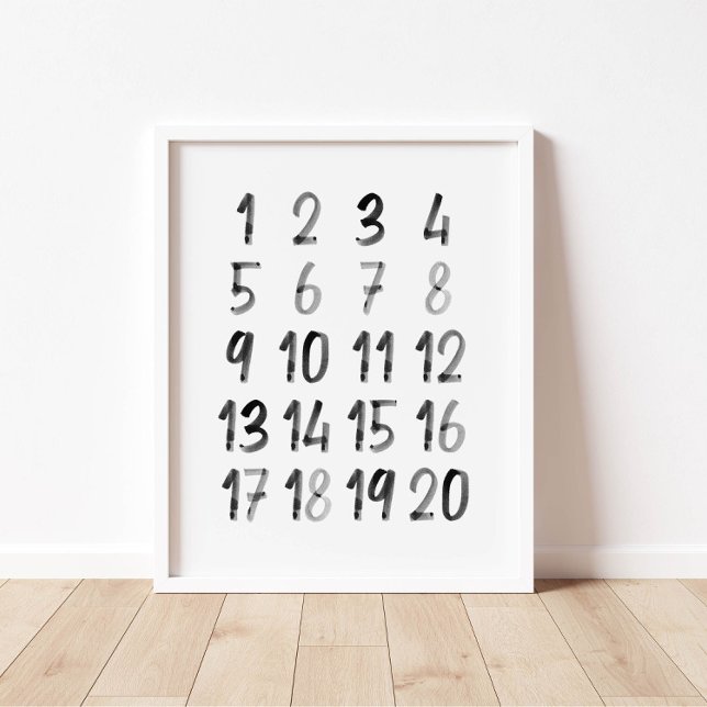 Black watercolor Numbers 123 educational print (Creator Uploaded)