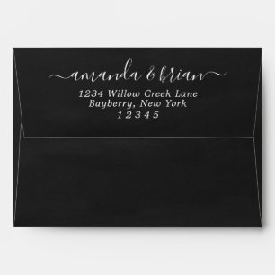 Black Watercolor Paper Trendy Script Lettering 5x7 Envelope