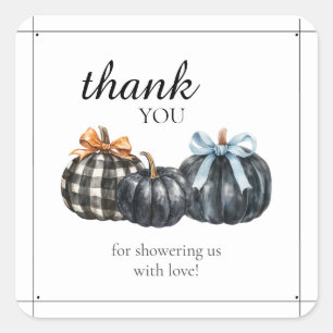 Black Watercolor Pumpkins Baby Shower Thanks Square Sticker