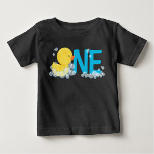 Black Watercolor Rubber Duck ONE 1st Birthday Baby T-Shirt