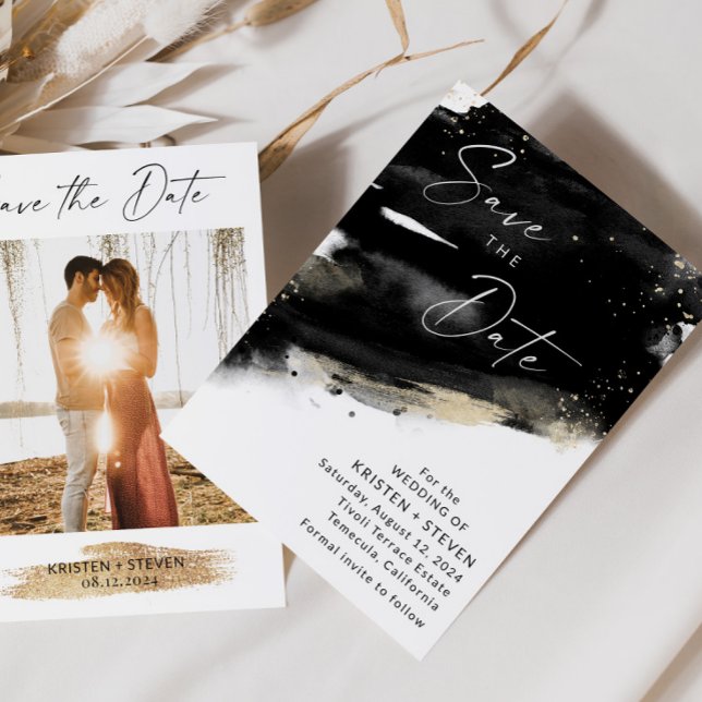 Black Watercolor Save The Date Invitation (Creator Uploaded)