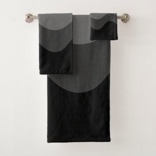 Black Wavey Stripe Modern Bath Towel Set