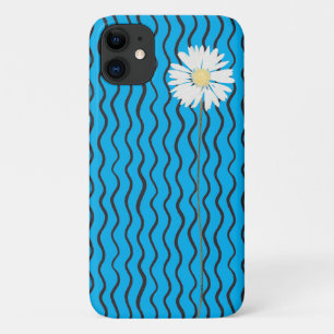 black wavy abstract line and daisy Case-Mate iPhone case