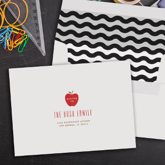 Black Wavy Apple Self-Addressed Graduation  Envelope