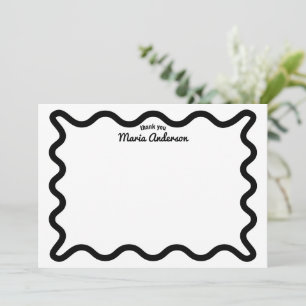 Black Wavy Border Personalised Thank You Card
