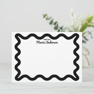 Black Wavy Border Personalised Thank You Card