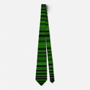 Black Wavy Lines - On Green Tie