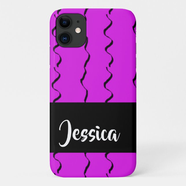 Black wavy lines on purple Case-Mate iPhone case (Back)