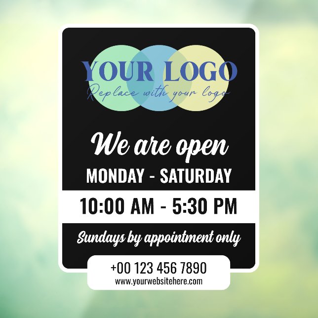 Black We Are Open Hours With Your Logo (Sheet 3)