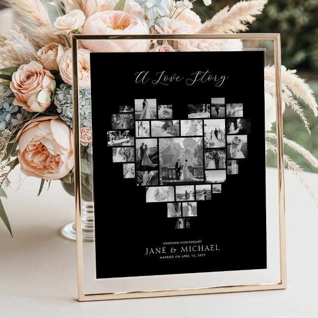Black Wedding Anniversary Photo Collage Poster (Creator Uploaded)
