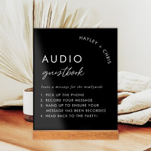 Black Wedding Audio Guestbook Guest Phone Message Acrylic Sign
