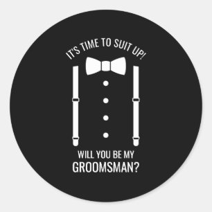 Black Wedding Bow Tie Groomsman Proposal Classic Round Sticker