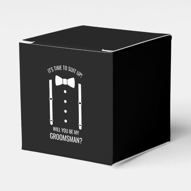 Black Wedding Bow Tie Groomsman Proposal Favour Box (Front Side)
