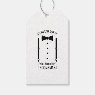 Black Wedding Bow Tie Groomsman Proposal Gift Tags