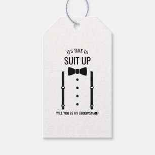 Black Wedding Bow Tie Groomsman Proposal Gift Tags