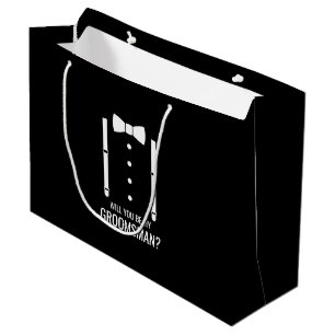 Black Wedding Bow Tie Groomsman Proposal Large Gift Bag