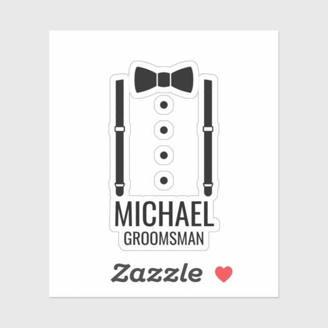 Black Wedding Bow Tie Personalised Groomsmen (Sheet)