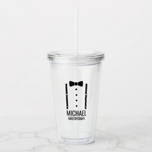 Black Wedding Bow Tie Personalised Groomsmen Acrylic Tumbler