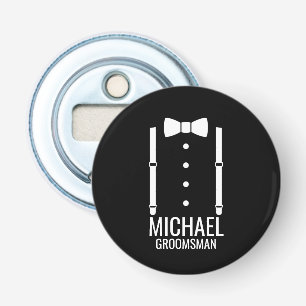 Black Wedding Bow Tie Personalised Groomsmen Bottle Opener