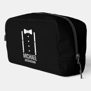 Black Wedding Bow Tie Personalised Groomsmen Dopp Kit