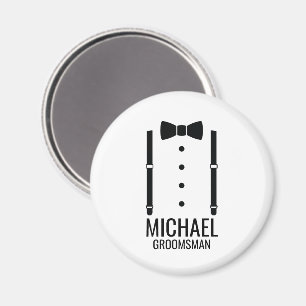 Black Wedding Bow Tie Personalised Groomsmen Magnet