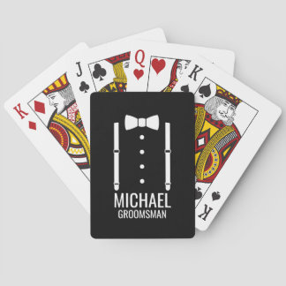 Black Wedding Bow Tie Personalised Groomsmen Playing Cards
