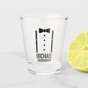 Black Wedding Bow Tie Personalised Groomsmen Shot Glass