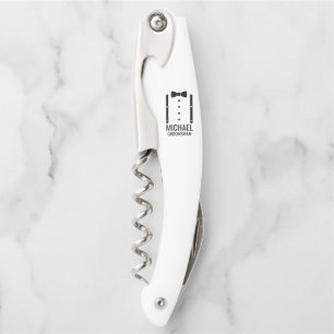 Black Wedding Bow Tie Personalized Groomsmen Corkscrew