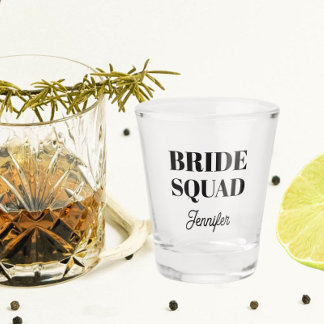 Black Wedding Bride Squad Personalized Shot Glass